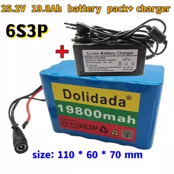 100% новый 25,2 V 19800mah 6S3P 18650 литиевый аккумулятор 25,2 V электрический велосипед мопед/Электрический/литий-ионный аккумулятор + зарядное устройство