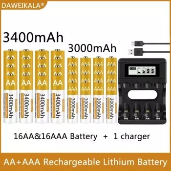 100% Оригинальный AA/AAA аккумулятор 1,5 в перезаряжаемый полимерный литий-ионный аккумулятор 1,5 в AA/AAA аккумулятор с USB зарядным устройством