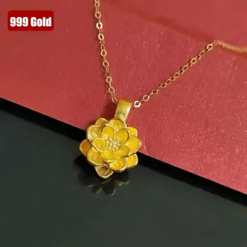 100% подлинный кулон из 999 чистого золота с цветком, изысканная бижутерия для жены и девушки, подарок, женское ожерелье из 24-каратного золота