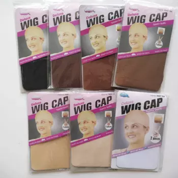 100 шт. (50 пакетов) Делюкс парик Кепки парик на сетке Кепки парик Лайнер Hairnet Snood Glueless купол парик Кепки растягивающаяся резинка для волос, обтянутая тканью; Чистая 7 цветов
