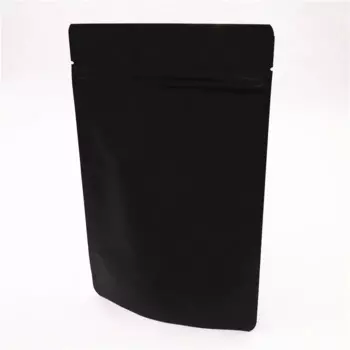 100 шт./лот, 10*15 см, матовая черная алюминиевая фольга, клапан Doypack, упаковка, сумка для хранения продуктов, термосварка, майларовые стоячие сумки на молнии