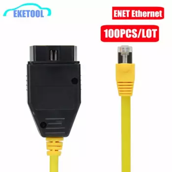 100 шт./лот ENET Ethernet для BMW F-series ICOM OBD2 Диагностический кабель для кодирования данных OBD RJ45 металлический разъем