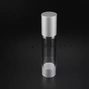 100 шт. Серебряный 50 мл алюминиевый косметический безвоздушный насос бутылки, 50 мл Алюминиевая косметическая упаковка безвоздушной, косметическая бутылка с насосом
