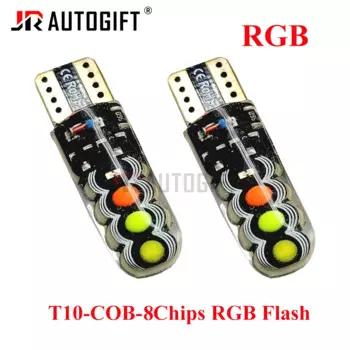 100 шт., T10 W5W, RGB стробоскопическая вспышка, силиконовый гель, светодиодный 194, 168 COB, 8 чипов, Стробоскопическая Лампа, габаритные огни, 12 В, Красочные