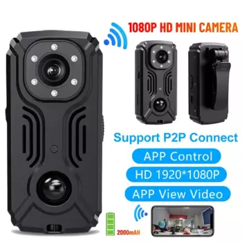 1080P HD камера для корпуса P2P Wi-Fi мини-камера ИК-подсветка ночное видение вращение на 180 ° Мини-видеокамера видеорегистратор PIR Body Cam