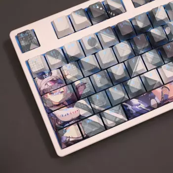 108 Keys/Set Silver Wolf Honkai: Star Rail PBT Anime Gaming Girl Cute Keycap for Cherry Profile MX Switch Mechanical Keyboard