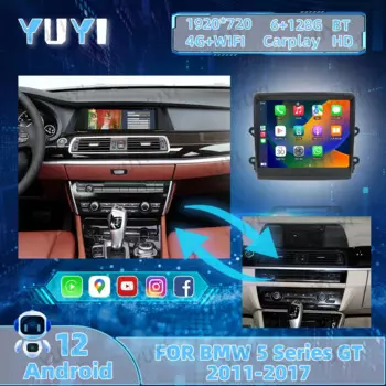 10,25-дюймовый автомобильный радиоприемник BMW 5 серии GT с лезвием 2011-2017, Android 12, GPS-навигация, DVD-медиаплеер, автомобильное аудиосистема BT
