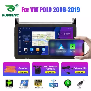 10,33-дюймовый автомобильный радиоприемник для VW POLO 2008-2019 2Din Android, восьмиядерный автомобильный стерео DVD, GPS-навигатор, плеер QLED, экран Carplay