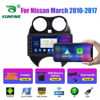 10,33-дюймовый автомобильный радиоприемник для Nissan March 2010-2017 2Din Android, восьмиядерный автомобильный стерео DVD, GPS-навигационный плеер, экран QLED Carplay