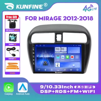 10,33-дюймовый автомобильный радиоприемник для Mitsubishi Mirage 12-18 2Din Android, восьмиядерный автомобильный стерео DVD, GPS-навигационный плеер, QLED-экран Carplay