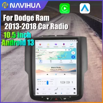 10,5 "для Dodge RAM ручной AC Android13 автомобильный радиоприемник стерео мультимедийный плеер Carplay авто GPS-навигация 2013-2018 Qualcomm 8-ядерный