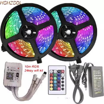 10 м/2 рулона 12 в 300 светодиодов s RGB SMD5050 гибкая светодиодная лента + 24 клавиши ИК IOS и Android wifi Цвет DIY muisc сделано контроллер + 12 В Комплект адаптера