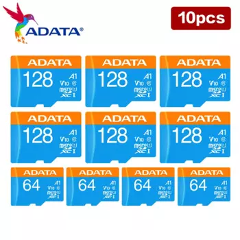 10 шт./партия 32 Гб 64 Гб 128 ГБ оригинальная ADATA Micro SD карта A1 V10 C10 microSDHC/SDXC флэш-карта памяти TF карта для телефона ПК рекордер