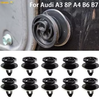 10 шт. пластиковый зажим для Audi A3 8P A4 B6 B7, крепежные зажимы для внутренней дверной карты, монтажная панель, автоаксессуары, Стайлинг