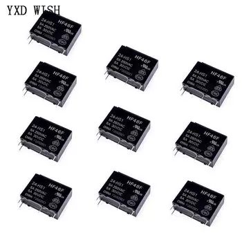 10 шт., реле мощности, HF46F 24V 5V 12V-HS1 5A 250VAC, реле 4PIN 5V 12V 24V реле