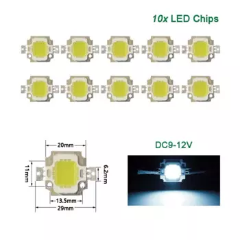 10 шт. светодиодный чип COB DC 12V 3W холодный белый прожектор лампы бусины яркое освещение DIY огни
