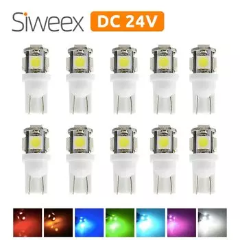 10 шт. T10 24 В клин 5-SMD 5050 светодиодные белые фонари для внутреннего оформления грузовика, приборная панель, ступенчатая купольная карта, грузовая площадка, лампа накаливания
