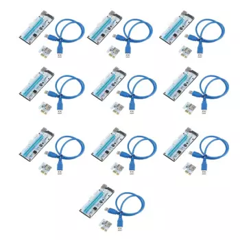 10 шт. VER008S PCI-E 1X до 16X 3 интерфейс питания USB3.0 удлинительный кабель для видеокарты PCI-E карта адаптера для майнинга