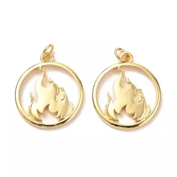 10pcs Brass Pendants with Jump Ring Long-Lasting Plated Flat Round with Fire Real 18K Gold Plated for DIY Necklace Jewelry Charm