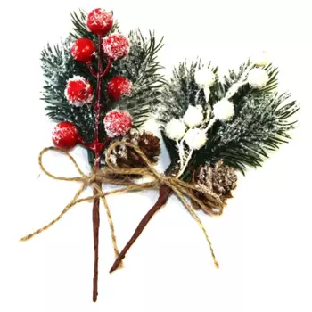 10pcs Christmas Red Berry Articifial Flower Pine Cone Branch Christmas Tree Decorations Ornament Gift Packaging Home DIY Wreath