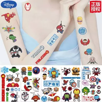 10pcs Cool Cartoon Disney The Avengers Super Hero Tattoo Stickers Toy Temporary Waterproof Fake Tattoos Decals Funny for Kid Toy