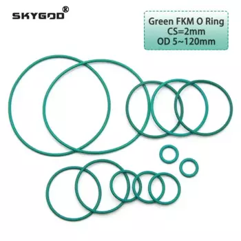 10pcs FKM O Ring CS 2mm OD 5 ~ 120mm Sealing Gasket Insulation Oil High Temperature Resistance Fluorine Rubber O Ring Green