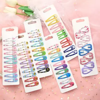 10PCs Floral Prints Metal Snap Hair Clips Kids Cartoon Panda Bunny Bee Butterfly Printed Snap Drop Hairpins Baby Girls Headwear