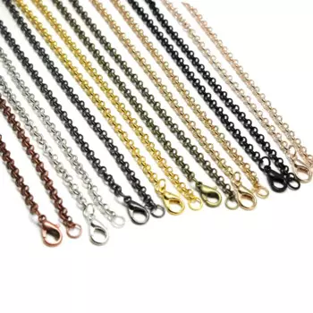 10pcs/lot width 2.5mm O Shape Cable Link Chain Necklace for Women DIY Necklace Making Chains with Clasp Jewelry Accessories