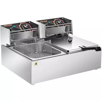 110 В 20,7 Qt Коммерческая электрическая фритюрница с 2x6,35 QT съемные корзины, защита от перегрева