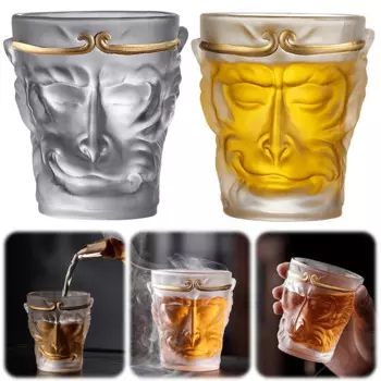 110ml Monkey King Whiskey Glasses Creative Monkey King Frosted Clear Glass Cup Sun Wukong Shaped Mug for Coffee Milk Juice Wine