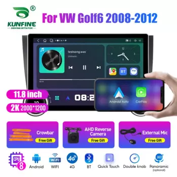 11,8-дюймовый 2K двойной ручкой 2 Din автомобильный радиоприемник для Honda Golf 6 2008-2012, автомобильный радиоприемник DVD, мультимедийный видеоплеер, Android Auto Carplay