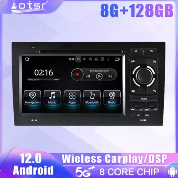128G для Audi A4 2002 2003 2004 2005 2006 2007 2008 Автомобильный радиоприемник Carplay Мультимедийный видеоплеер GPS Auto Navi Стерео DVD головное устройство