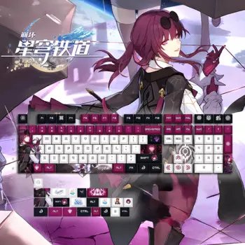 129 клавиш/набор Kafka Honkai: Star Rail PBT Keycaps Cherry Profile для MX Cross Axis Switch Keycap для механической клавиатуры игровой подарок