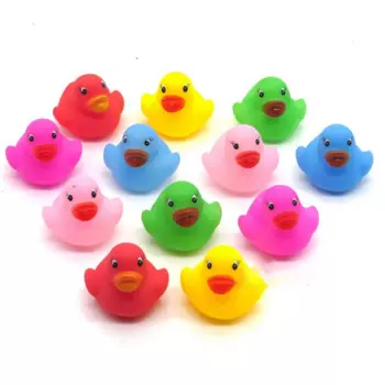 12 шт./компл. 3,5*3,5*3 см Kawaii Ducky водные игрушки красочные Ванна для маленьких детей игрушки милые резиновые пищащие Уточки
