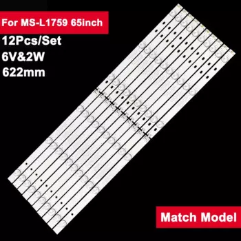 12 шт./компл. 6V2W 622 мм Светодиодная подсветка для телевизора, задняя подсветка для телефона 65 дюймов, задняя подсветка V2