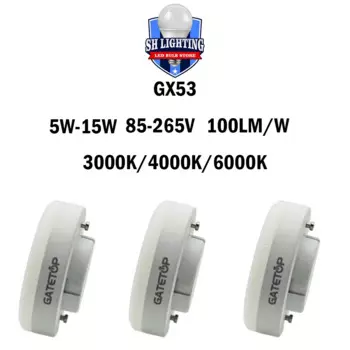 12 шт./лот Amazon взрывной светодиодный прожектор для шкафа GX53 AC85-265V высокая эффективность света без мерцания теплый белый свет 5 Вт-15 Вт