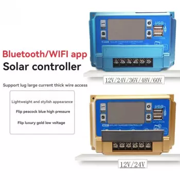 12 В/24 В Bluetooth Wi-Fi контроллер заряда солнечной батареи 30/40/50/60 а ЖК-цифровой дисплей MPPT солнечная панель фотогальванический контроллер