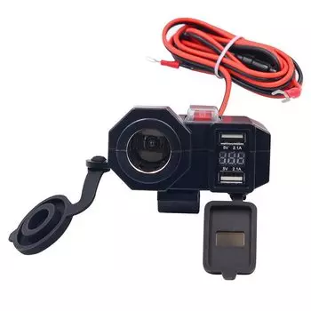 12 В/24 В мотоциклетный двойной USB-адаптер для зарядного устройства на руль, водонепроницаемая розетка питания и дисплей вольтметра