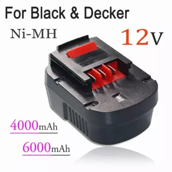 12 В 6000 мАч аккумуляторная батарея для инструментов Black&Decker A12 A12EX FSB12 FS120B A1712 HP12K HP12 Ni-MH сменная дрель Ba