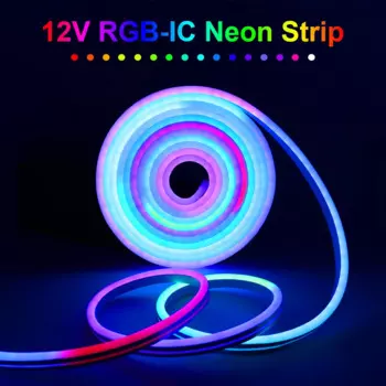 12 В RGB IC светодиодная неоновая лента адресуемая цветная светодиодная неоновая лента мечты 16 миллионов цветов DIY работает с Bluetooth синхронизацией музыки Smart App