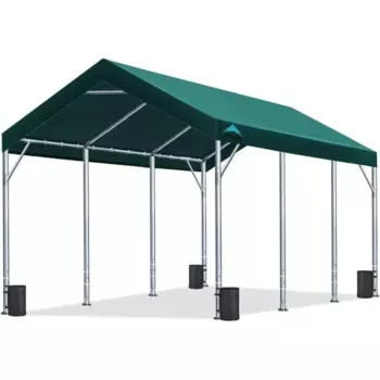 12x20 футов навес гараж сверхмощный навес автомобиль Лодка укрытие фатка, регулируемая пиковая высота от футов до 11 футов, зеленый