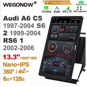 13,3-дюймовый 1920*1080 Ownice 1 Din Android10.0 автомобильный радиоприемник для Audi A6 C5 1997-2004 S6 2 1999-2004 RS6 1 2002-2006 автоматический вращающийся