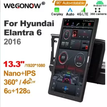 13,3-дюймовый автомобильный радиоприемник Ownice 1Din Android10.0 с панорамой на 360 градусов для Hyundai Elantra 6 2016 Auto Audio SPDIF, вращающийся 4G LTE без DVD
