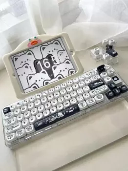 140Keys черно-белый Кот MOA Keycaps Kitty's Wonderland Key Caps для Cherry Switch 64 68 75 87 98 104 механическая клавиатура