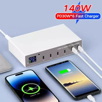 140W многопользовательское быстрозарядное устройство PD 30W адаптер для быстрой зарядки телефонов Apple с 6 портами iPhone