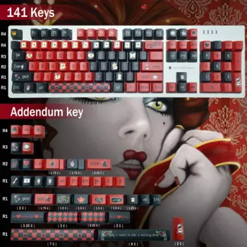 141 шт. колпачки клавиш Queen of Heart PBT для механической Геймерской клавиатуры с переключателями Cherry MX Gateron, комплект английских колпачков для клавиш CherryProfile
