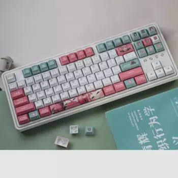 142 колпачки для клавиш PBT низкий профиль для механической клавиатуры Cherry MX двойная Милая Белая красная подсветка колпачки для клавиш Japanese Anime
