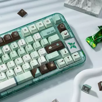 147Key зеленая клавиатура Мятная мамбо, колпачок для ключей Cherry Pbt, пятисторонняя сублимационная Персонализированная механическая клавиатура Alice на заказ, колпачок для ключей