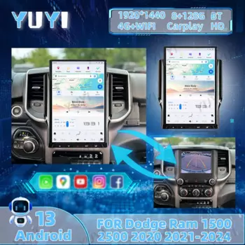 14,4-дюймовый автомобильный радиоприемник для Dodge RAM 1500 2500 2020-2024 Android 13 GPS-навигация DVD Мультимедийный плеер Головное устройство Auto BT Стерео