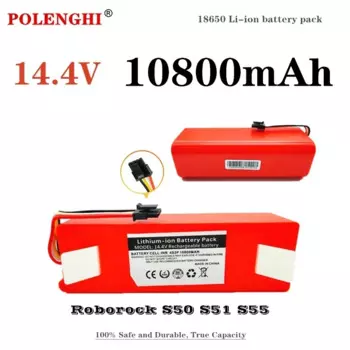 14,4 В, 10800 мАч Сменный аккумулятор Roborock, робот-пылесос, S55, S60, S65, S50, S51, S5 MAX, S6 детали,